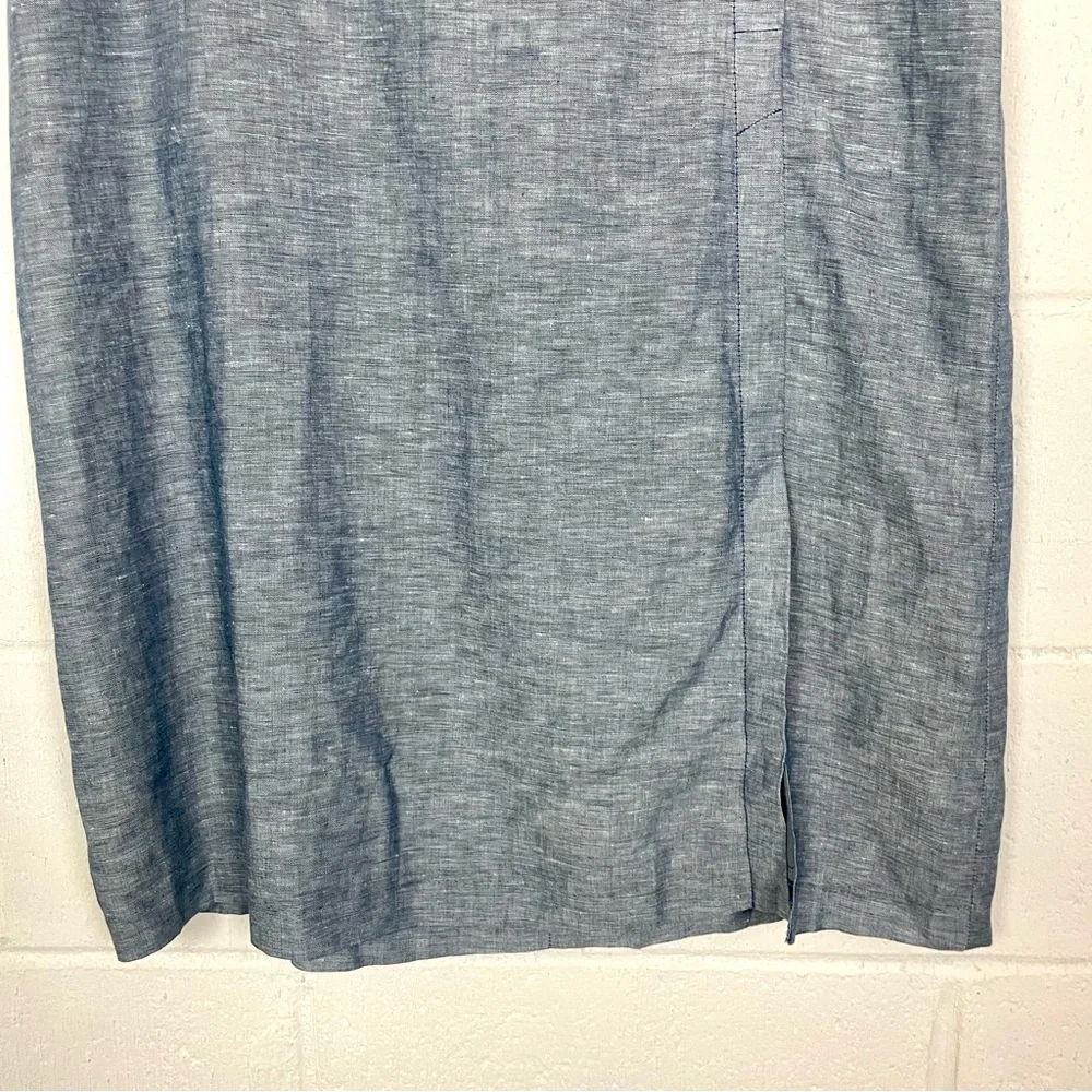 Banana Republic NWT Midi Skirt Linen Blend Blue Coastal Office Professional SZ14 - Picture 5 of 13